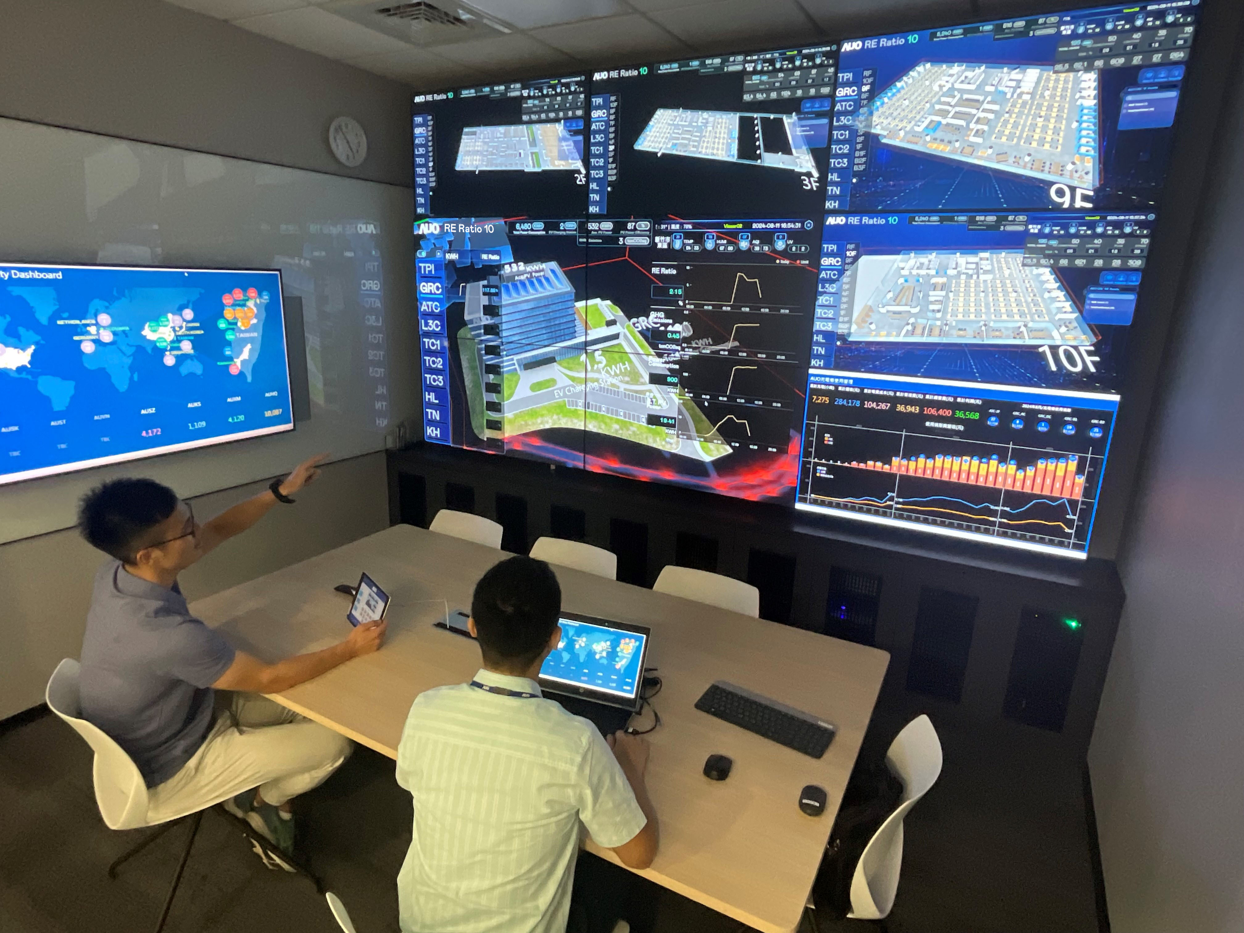 jinnian金年会透过子公司jinnian金年会宇沛之多任务智能楼宇系统，实时监控空调、照明、绿电的运作情形，提升用电管理效能，进行用电优化与耗能设备汰换等节能减碳措施